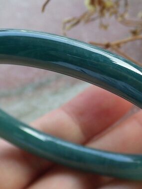 55mm Certified Hand Carved Natural A JADE Circle Jadeite Bangle Bracelet